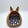 Washable All-Season Wicker Cat Ear Pet Bed