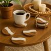 Wooden Coaster Set of 4 for Dining Table – Premium Wood & Resin Drink Coasters with Gold Stand – Stylish Tea Cup, Coffee Mug & Glass Coasters