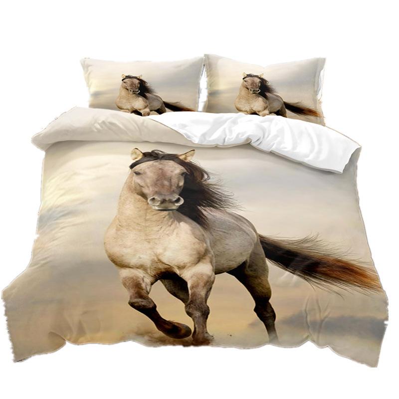 Animal Horse, Animal World Printing Student Dormitory High Definition 3D Three-Piece Bedding