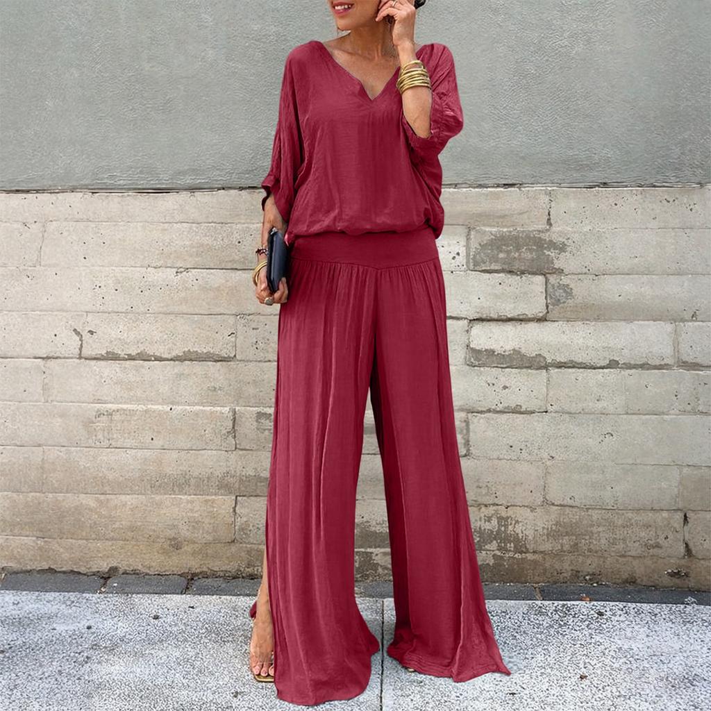 Damen Locker Bequem Lässig Modisch Bedruckt Chiffon Kurzarm Hose Zweiteiliges Set