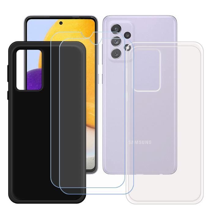 Coque et Protecteur d'écran - FZ - Samsung Galaxy A72 - TPU - Silicone - Transparent et Noir