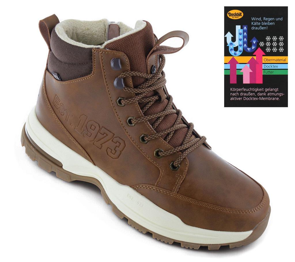 DOCKERS by Gerli Boots - Herren Winter Schuhe Stiefel Gefüttert Braun 51FY106-650470 ORIGINAL