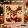 Christmas Pearl Diamond Painting Kit with Pre-Framed Canvas,  DIY Round Gemstone Beads Art Craft Set for Adults Beginners, Holiday Home Decor Wall Ar