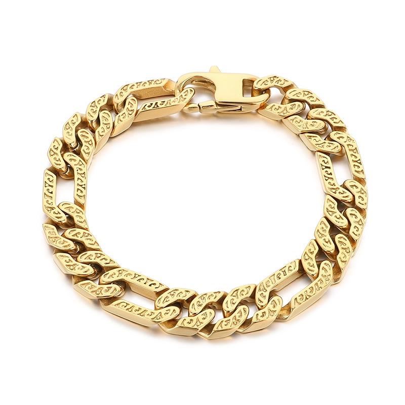 2026 European and American Personalized Pattern Bracelet, Retro Embossed Flat Personality Fashion Removable Titanium Steel Men's Bracelet