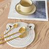 30cm simple solid color cat ear cotton rope placemat kitchen insulation and heat-resistant pad cotton thread pot mat cup mat