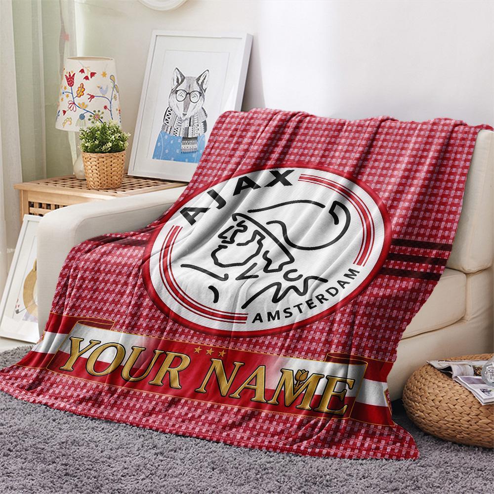 Custom Name Ajax Amsterdam Flannel Blanket, High Quality Comfortable for All Seasons, Home Decor, Warmth and Comfort