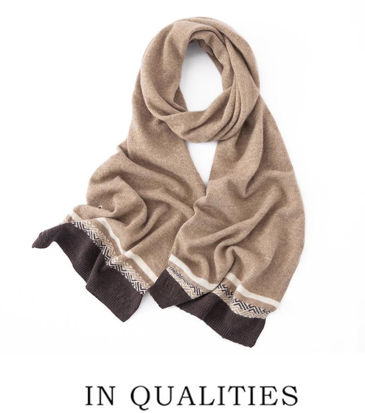 Autumn/Winter Women's Pure Cashmere Color Block Loose Knit Scarf