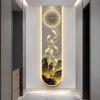 Modern Design Entrance Hall 3D Wall Clock Villa Mute Digital Clock Corridor Wall Decor Decoration Golden LED Light Painting