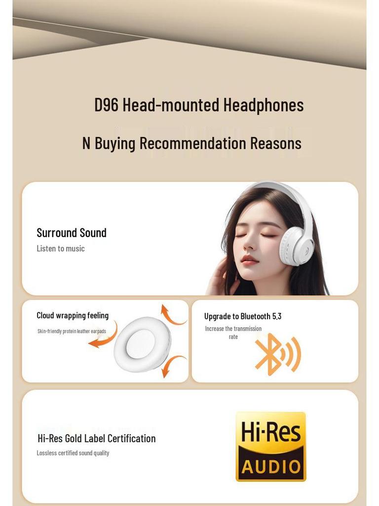 Trendy Over-Ear Bluetooth Headphones with Heavy Bass for Sports & E-sports