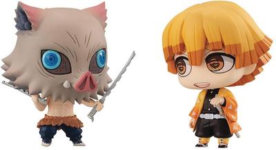 MegaHouse Série Chimi-Mega Buddy! Sada Demon Slayer Zenitsu Agatsuma & Inosuke Hashibira – Cca. 65 mm, Předbarvené PVC figurky
