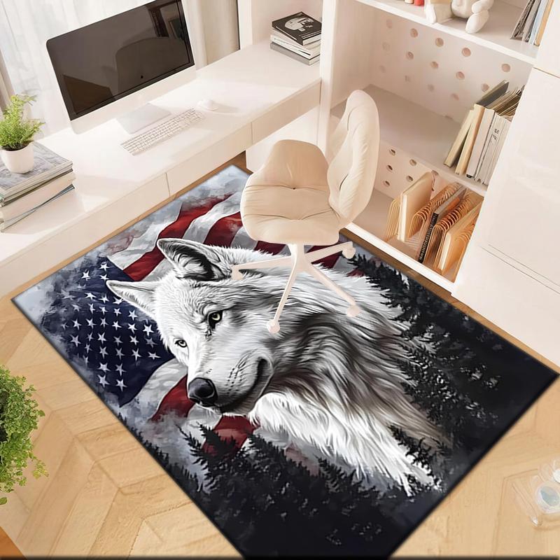 1pc American Flag Patriotic Pet Carpet Rug for Living Room Bedroom Home Sofa Decoration,Kids Play Non-slip Floor Mat