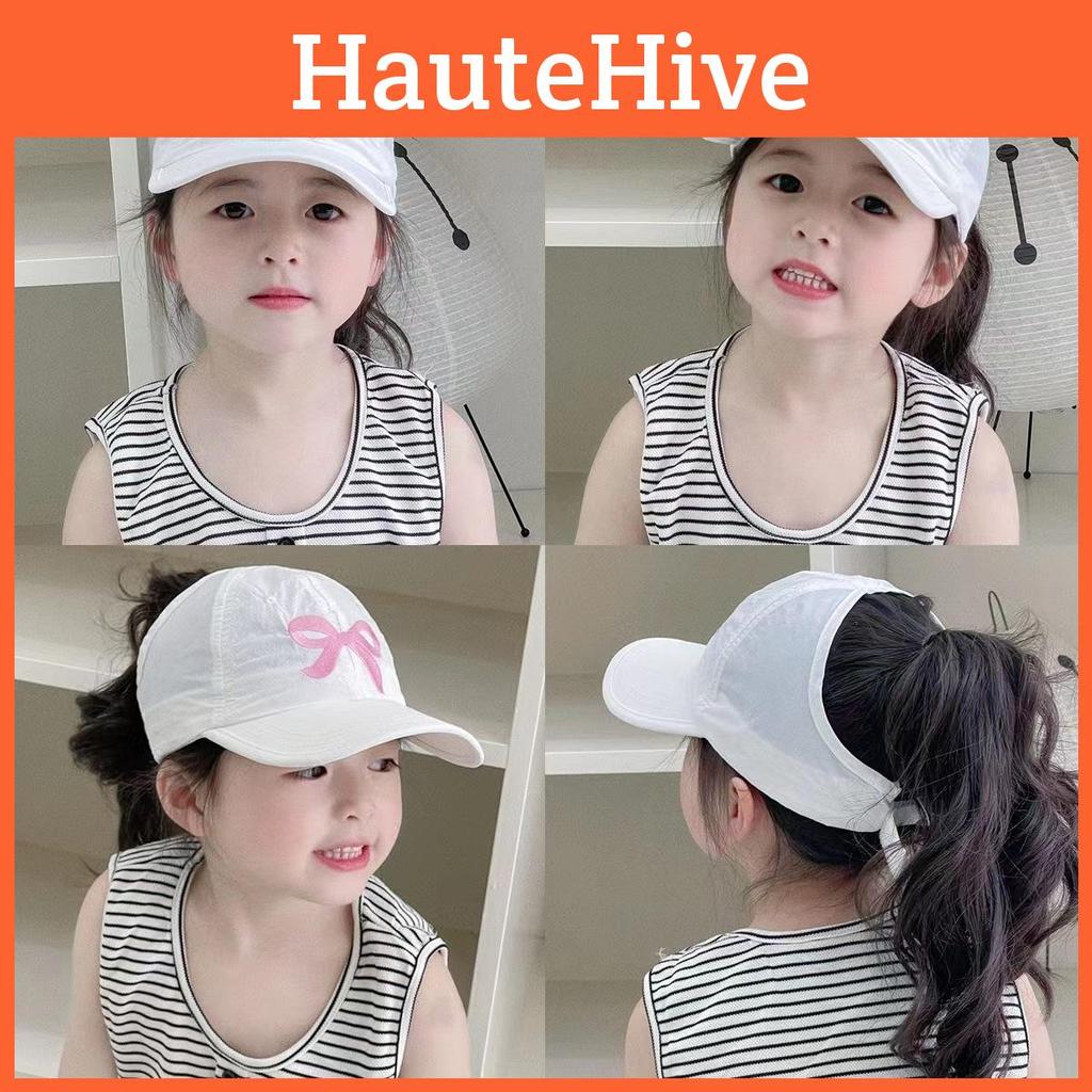 Wide Childrens Summer Brim Hat Bow Embroidery Sun Protection Cap Breathable