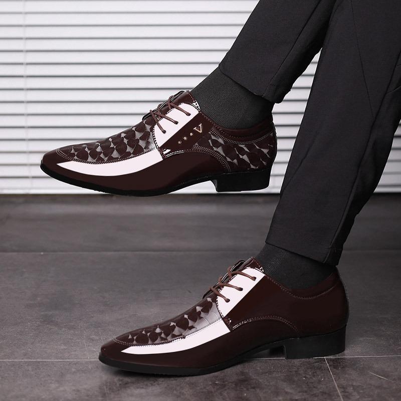 Italian Men's Leather Shoes Point Toe Business Dress Shoes Casual Office Shoe Lace Up Oxfords Luxury Wedding Party Shoes for Men