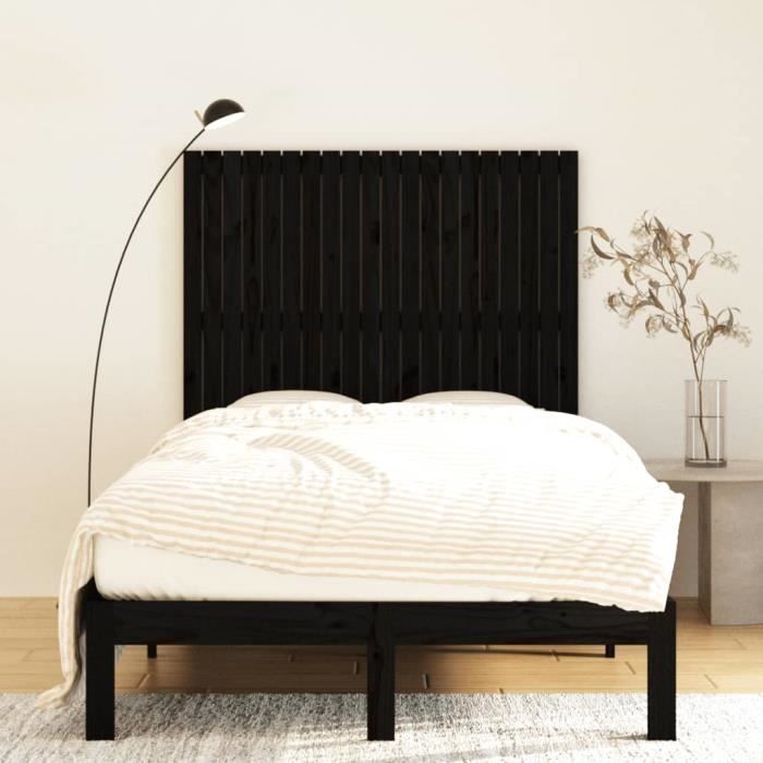 824942 vidaXL Wall-mounted Headboard Black 127.5x3x110 Cm Solid Pine Wood