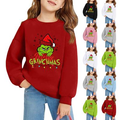 Christmas Day Girls Round Neck Pullovers For Kids Printed Baby Tops