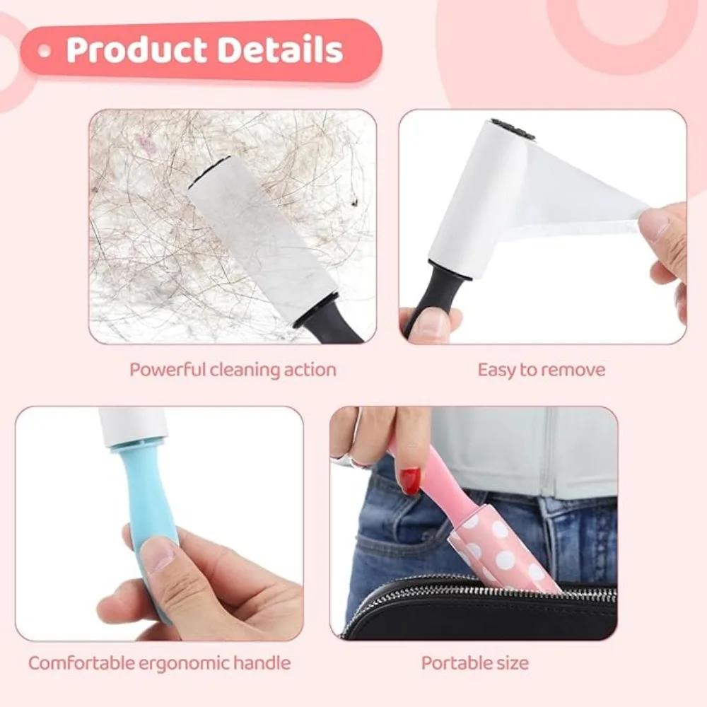 Mini Portable Lint Roller Clothes Dust Fluff Pet Hair Sticky Brush Rolls Clothes Coat Lint Roller Dog Pet Hair Remover