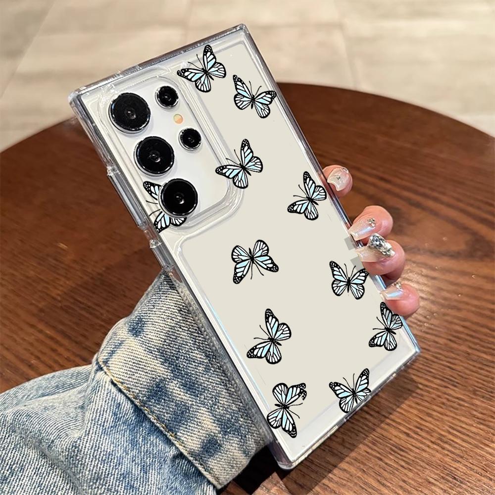 Trendy Butterfly Phone Case For Samsung Galaxy Note 20 S25 S24 S23 S22 S21 Ultra FE Plus A55 A54 A53 A35 A34 5G Silicone Funda