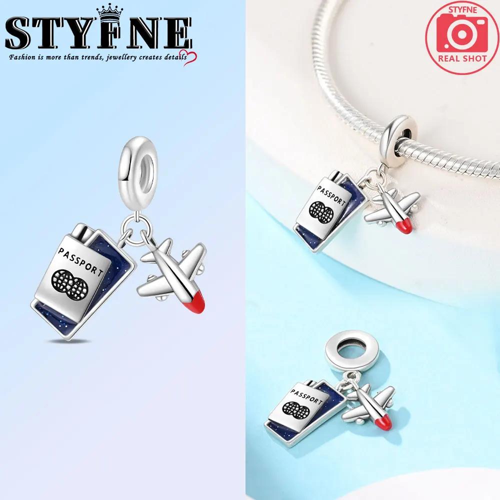 Anniversary Luggage Airplane Passport Three-Piece Set Copper Charms Fit Original Bracelet Jewelry Making For Women Gift