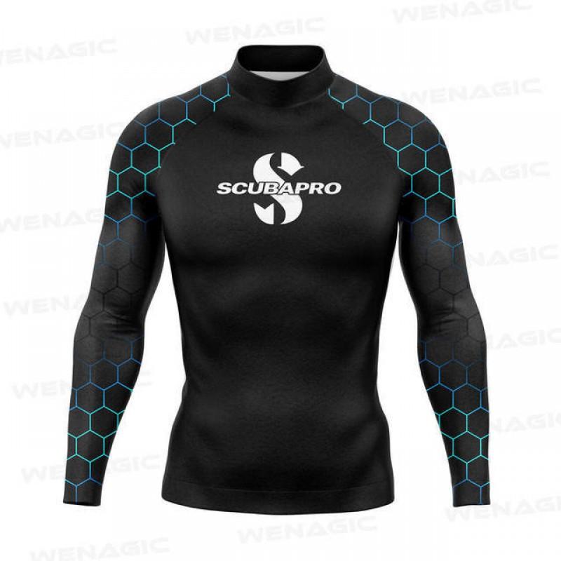 Mens Long Sleeve Surfing Top Quick Dry Tight Fit Swimming Sports
