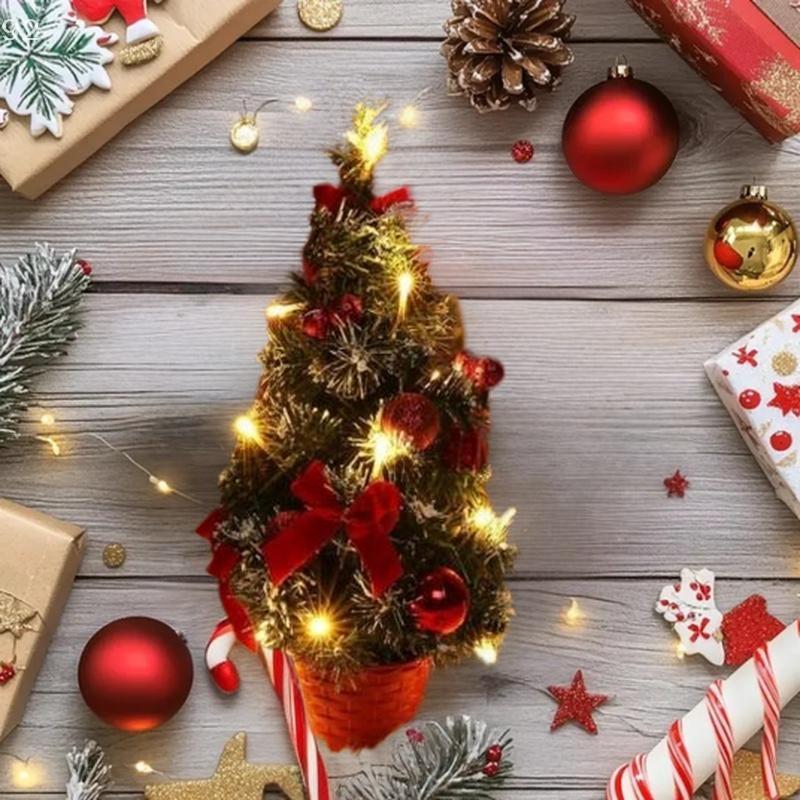 40CM Christmas Tree Nightlight LED Light Pine Needle Tree Mini Xmas Tree Christmas Decoration Desktop Ornament New Year Gift