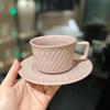 High-looking Retro Stoneware Coffee Cup with Saucer Design Twill Shape Office Afternoon Tea Cup and Saucer Set