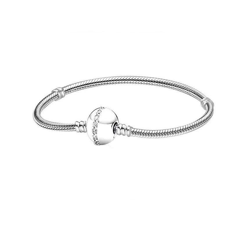 

925 Silver Lock Head Snake Bone Chain LOVE Bracelet DIY Leather Rope Basic Chain Bracelet Female 2026 21cm