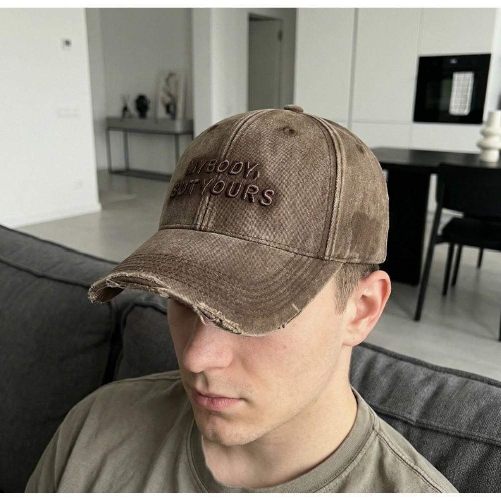 Embroidered Letters Baseball Caps Distressed Design Sunshade Sunscreen Hat  Outdoor Activities