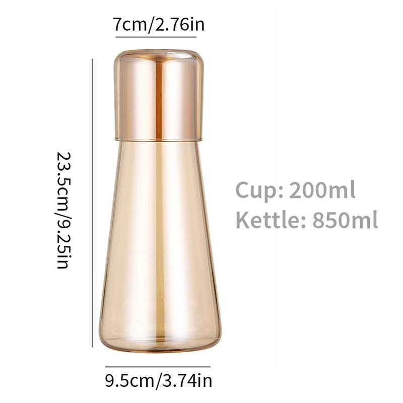 750/850ml Clear Bedside Water Carafe Set with Tumbler Glass for Bedroom Nightstand, Night Water Carafe with Glass, with Cup Set