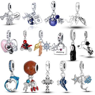 New 925 Sterling Silver Airplane Astronaut Air Balloon Charms Fit Original Fashion Bracelet Charm for Women DIY Fine Jewelry