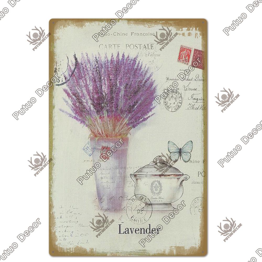Decor Flower Plaque Metal Vintage Tin Sign Wall Decoration Posters for Home Garden Kitchen Living Room Iron Painting