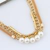Pearl Layered Necklace For Women With Geometric Design And Water Wave Chain For Gifts And Travel