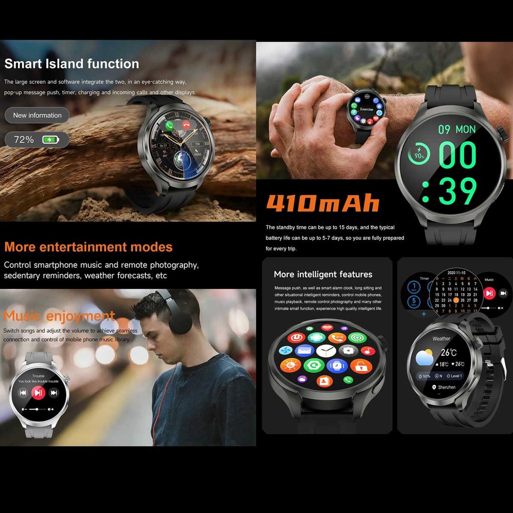 For Huawei 1.85-inch Smart Watch Men Sport Waterproof Fitness Heart Rate Watches Compass Track NFC Bluetooth Call Smartwatch