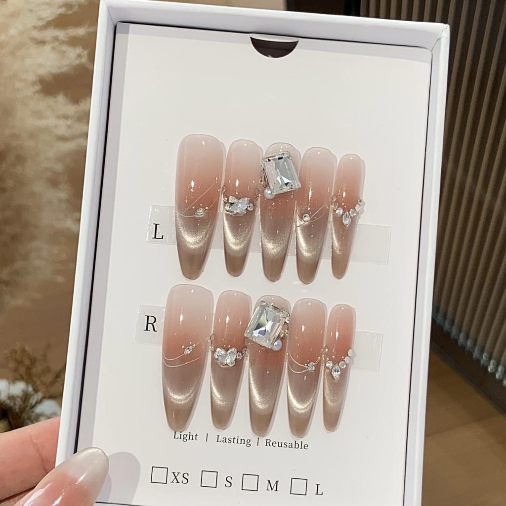 Ice-transparent Gradient Smile Cat Eye Rectangular Diamond Pearl Small Broken Diamond Sweet Sniper Wear Armor