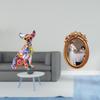 Vivid Puppy Figurine Multicolor Resin Animal Ornament with Decorative Tabletop Photo Frame Display