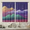 Set Of 2 Polyester Material Night Sky Star Moon Pattern Print Curtains Suitable Bedroom Living Room Sheer Made Sitting Window Treatment