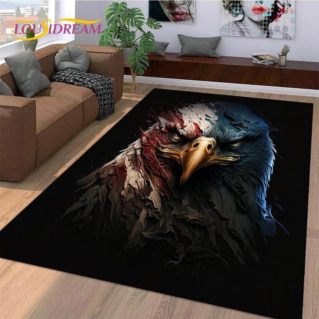 3D roztomilá sova Eagle Birds Kreslený koberec Koberec do obývacího pokoje Ložnice Dekor, podlahová rohož Protiskluzová dekorace na pohovku Rohožka dárek Kid