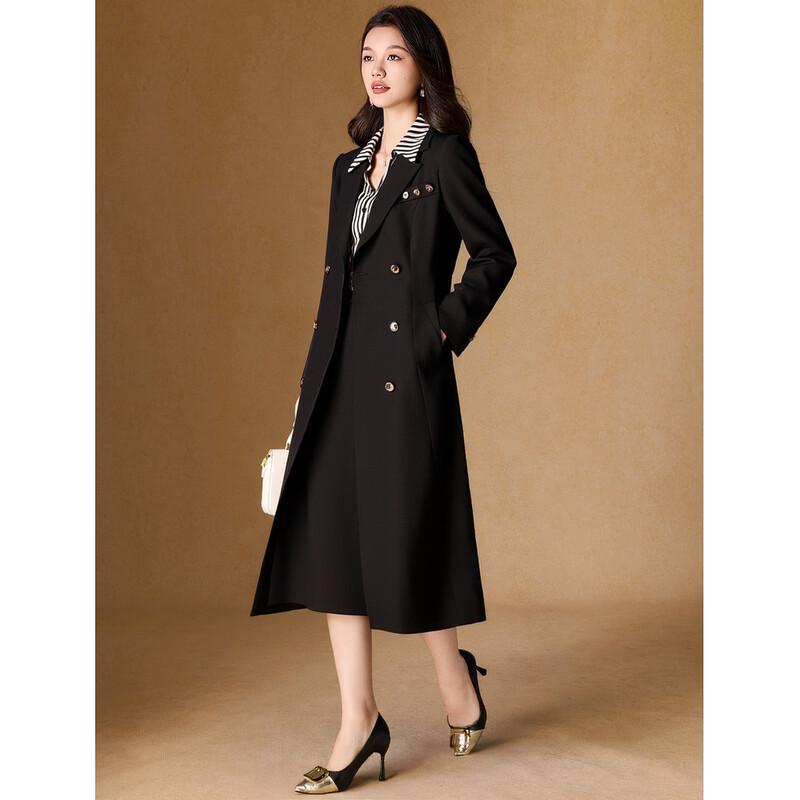 Meilannie Elegant Plaid Patchwork Double-Breasted Trench Dress Set 2XL
