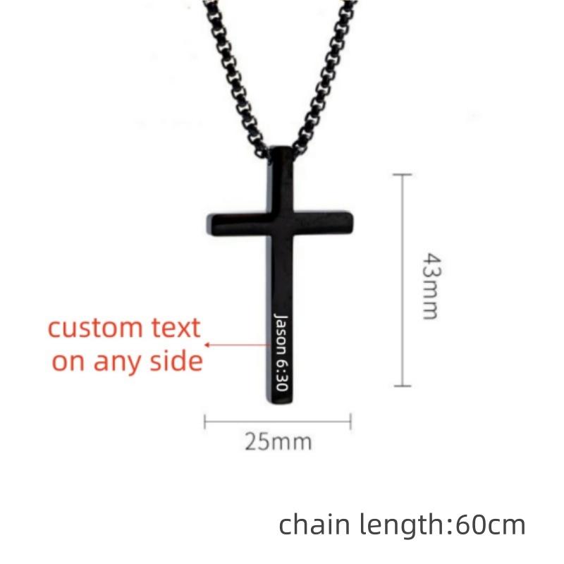 Personalized CROSS NECKLACE for Men Women Boys Girls Custom Name Engraved Pendant Necklace Catholic Christian Gift for Him