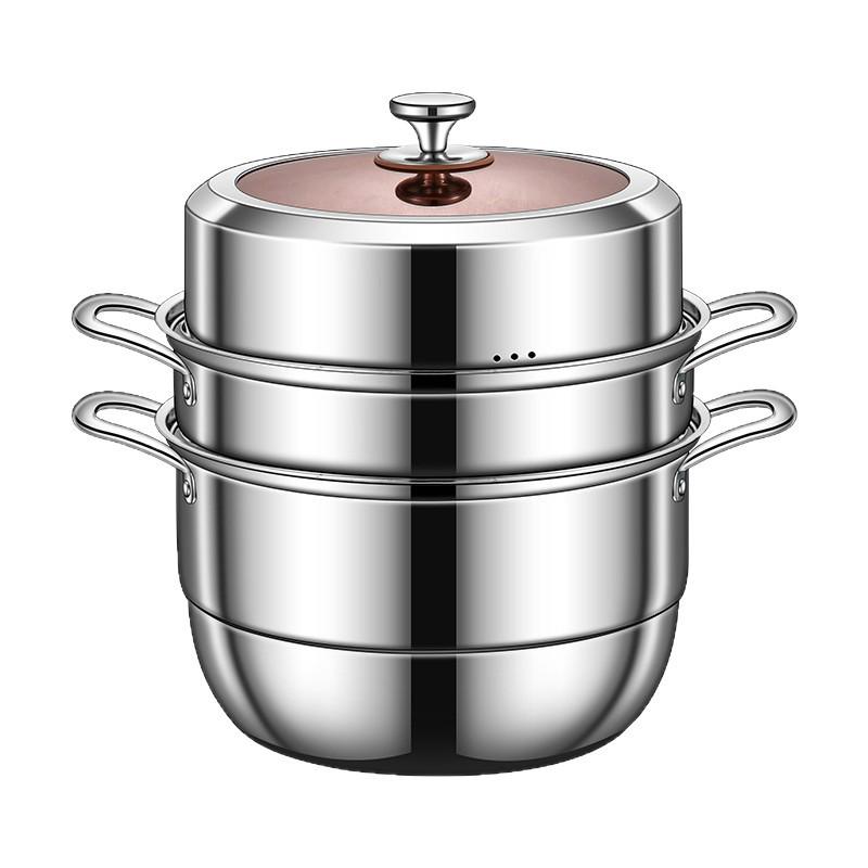 Three-Layer 304 Steel Steamer Pot with Large Capacity for Multi-Functional Cooking