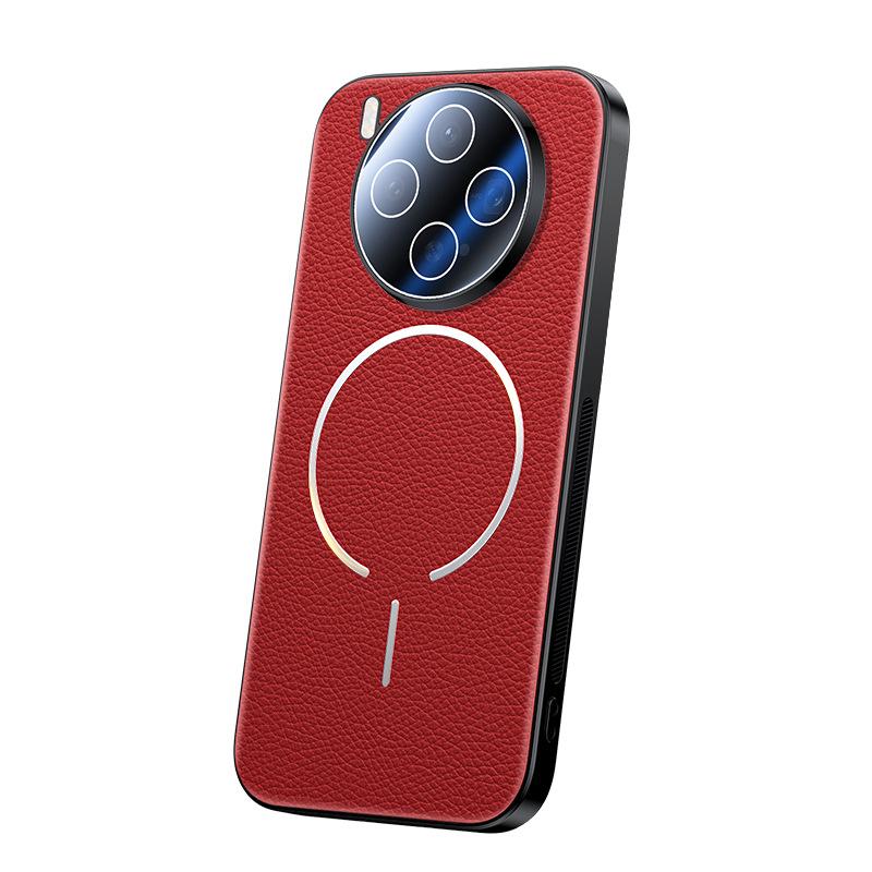 Applicable To vivoX300Pro Mobile Phone Case Y600pro Magnetic Suction Lychee Leather Pattern S50 with Lens Film Anti-skid Side Cover