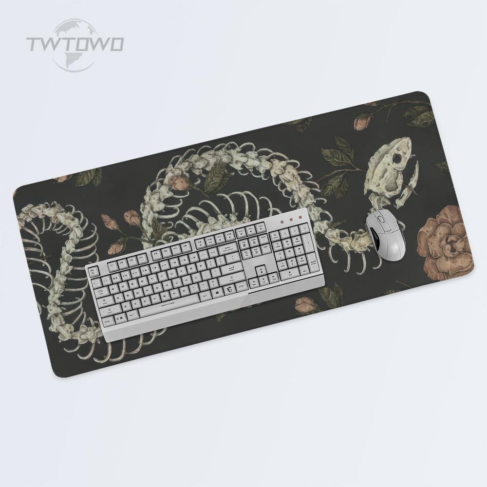 Mauspad Gamer Cool Schlange Schädel Ästhetische Kunst XL Neu HD-Mauspad XXL Mausmatte Natürlicher Gummi Schreibtisch-Mauspad