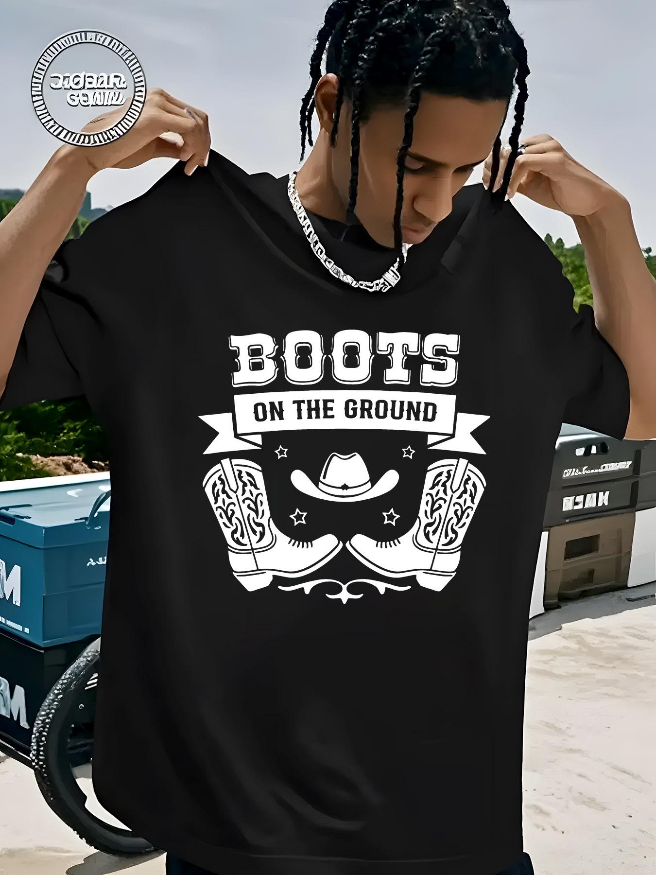 Casual Boots on the Ground Graphic T-shirt - Lightweight Crew Neck Short Sleeve M