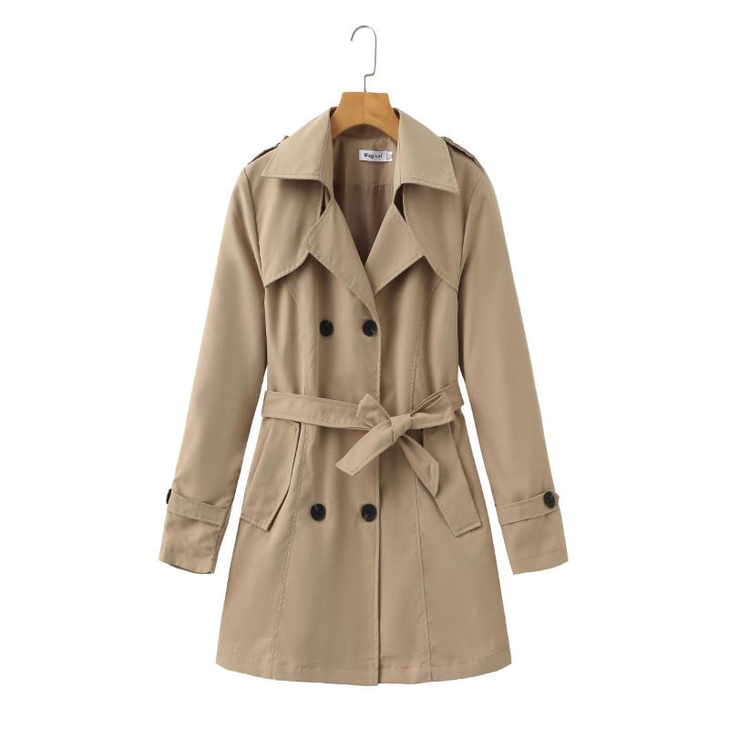 

Женская ветровка в корейском стиле, повседневная, универсальная, средней длины, куртка-топ M хаки