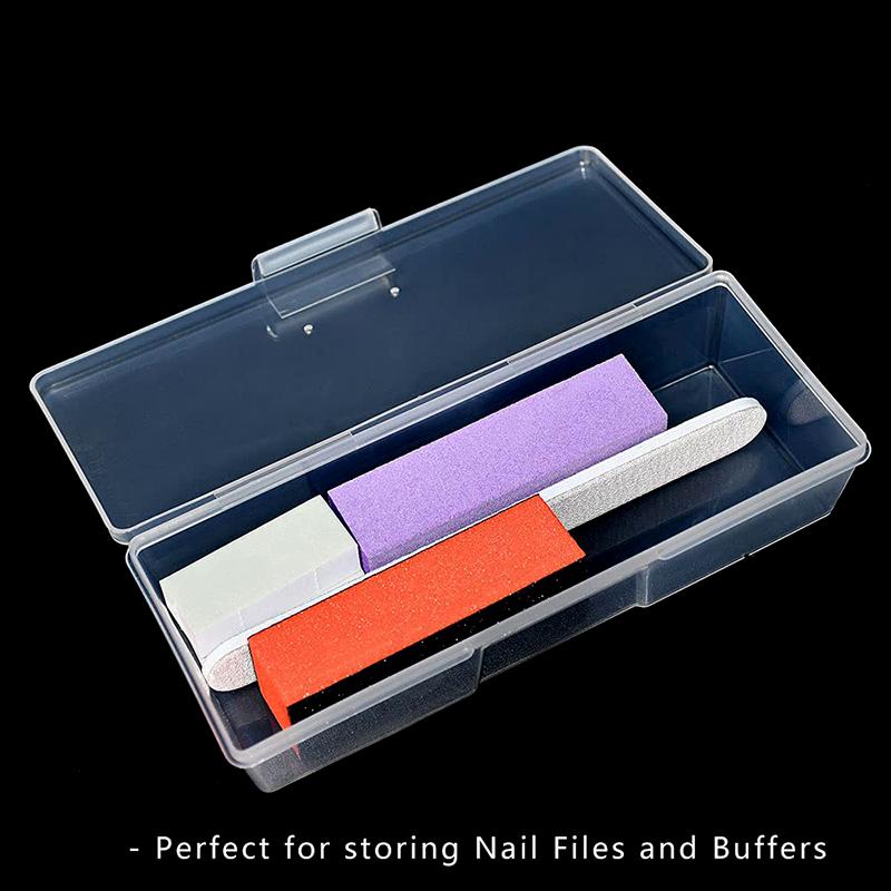 Nails Art Organizer Box Storage Tool Pen Brush Polishing Nail Buffer Files Holder Transparent Plastic Rectangle Container Salon