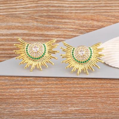 

Nidin European and American Ins Fashion Retro Vintage Temperament Stud Earrings Personality Domineering Jewelry Birthday Gift зелёный