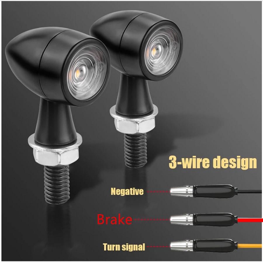

Pair Mini Bullet Aluminum Motorcycle Led Turn Signals 12V Brake Red Flashing La