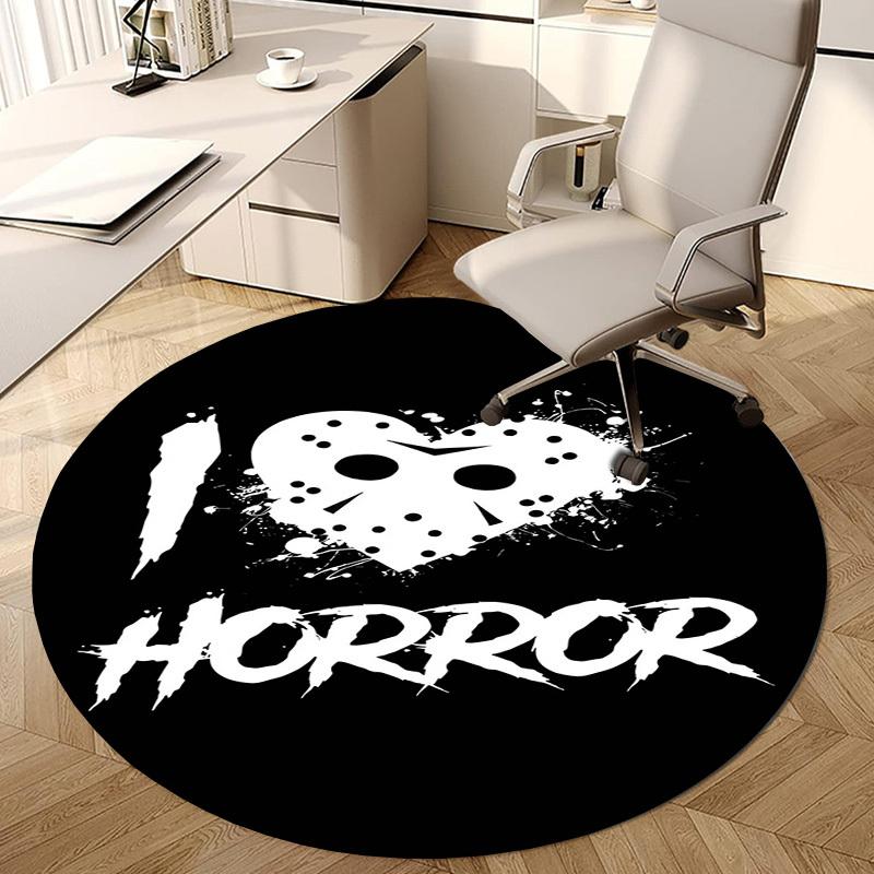 1pc Horror Love Mask Splatter Art Round carpet, Made of Polyester,Perfect for Decorating Office Chairs, Living Rooms,fplt278