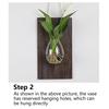 2pcs Wall Hanging Glass Vases with Wood Board Real Wood Decor for Hydroponic Plants