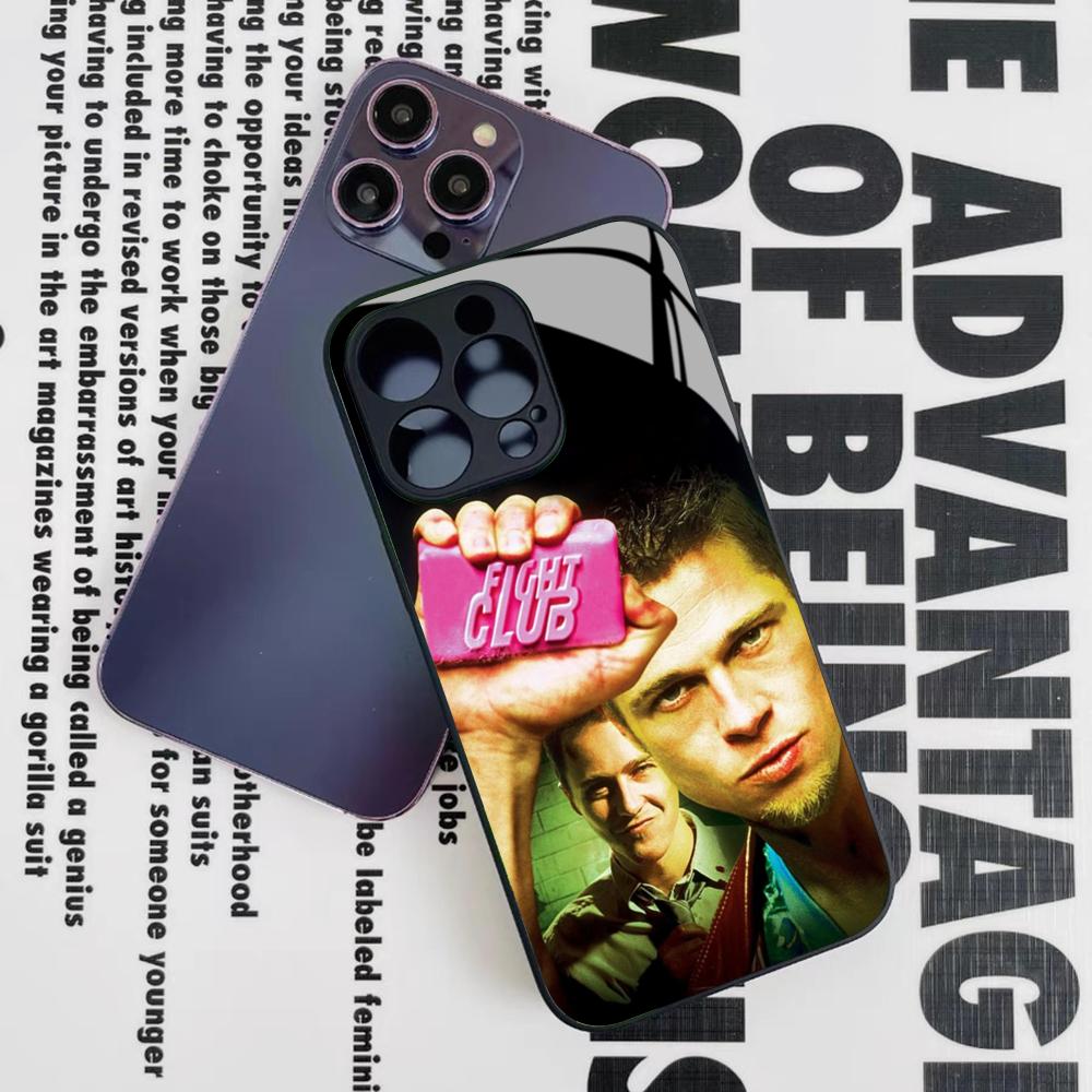 Fight Club Movie Phone Case for Iphone 17 16 15 14 12 11 13 Pro Max Mini X Air Puls Black Glass Cover