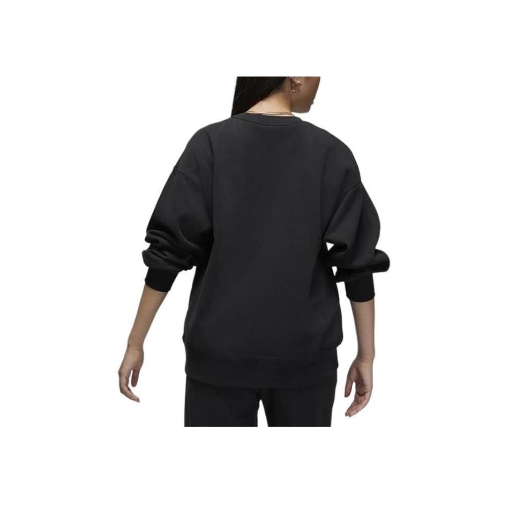 Jordan Solid Color Casual Loose Fleece-Lined Pullover Long Sleeve Sweatshirt Women Tops Black DQ4600-010